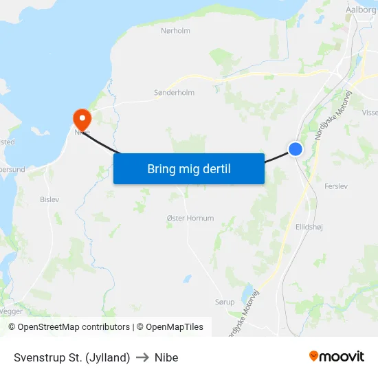 Svenstrup St. (Jylland) to Nibe map