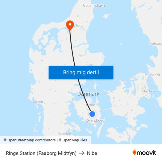 Ringe Station (Faaborg Midtfyn) to Nibe map