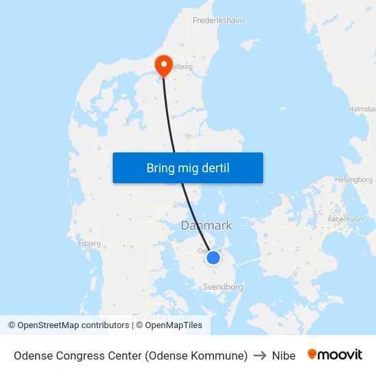 Odense Congress Center (Odense Kommune) to Nibe map