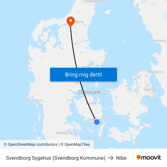 Svendborg Sygehus (Svendborg Kommune) to Nibe map