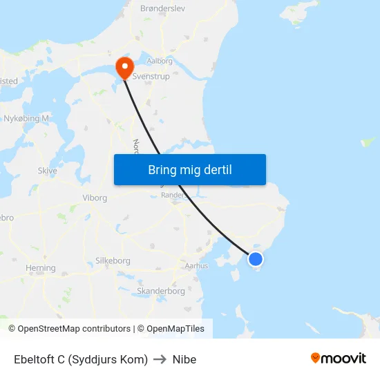 Ebeltoft C (Syddjurs Kom) to Nibe map