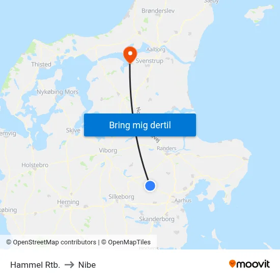 Hammel Rtb. to Nibe map