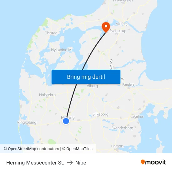 Herning Messecenter St. to Nibe map