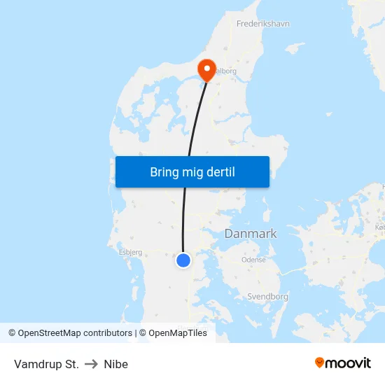 Vamdrup St. to Nibe map
