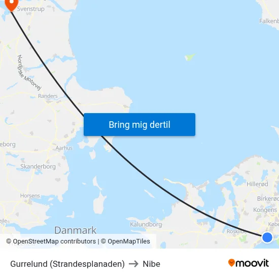 Gurrelund (Strandesplanaden) to Nibe map