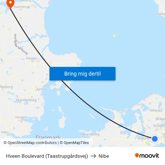 Hveen Boulevard (Taastrupgårdsvej) to Nibe map