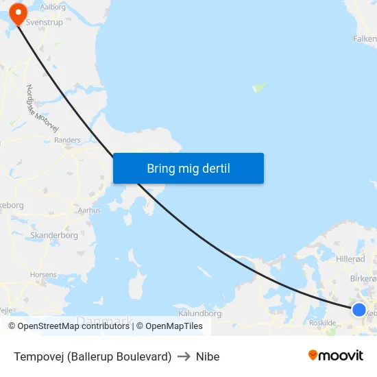 Tempovej (Ballerup Boulevard) to Nibe map