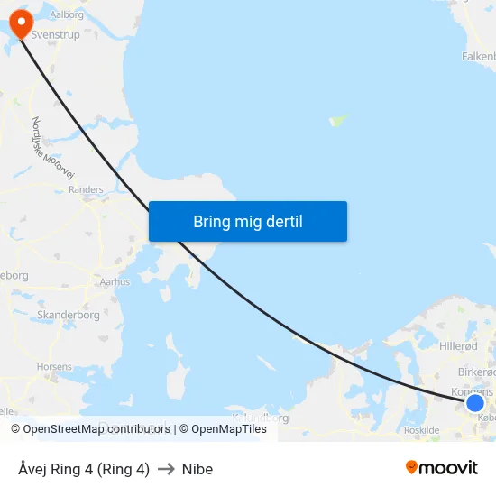 Åvej Ring 4 (Ring 4) to Nibe map