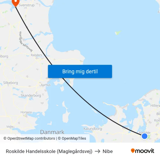 Roskilde Handelsskole (Maglegårdsvej) to Nibe map