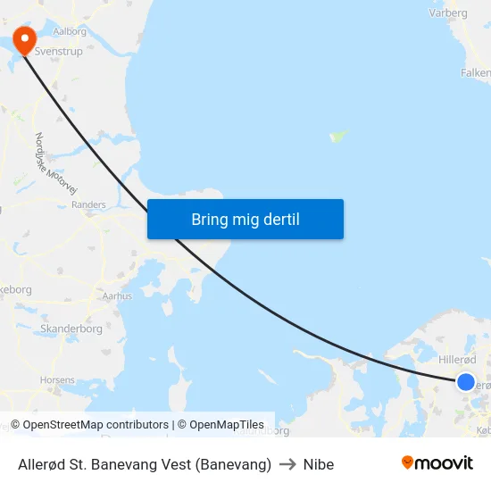 Allerød St. Banevang Vest (Banevang) to Nibe map