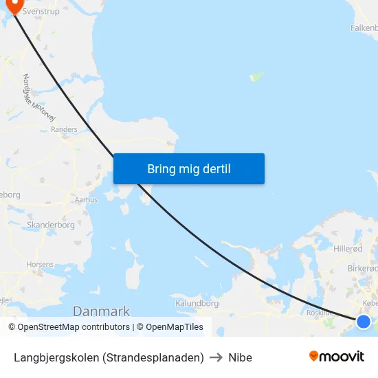 Langbjergskolen (Strandesplanaden) to Nibe map