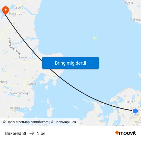 Birkerød St. to Nibe map