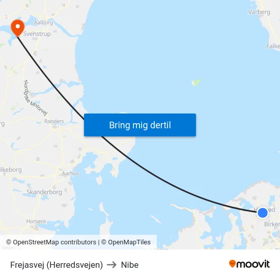 Frejasvej (Herredsvejen) to Nibe map