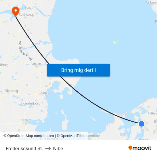 Frederikssund St. to Nibe map