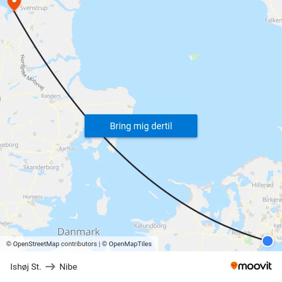 Ishøj St. to Nibe map