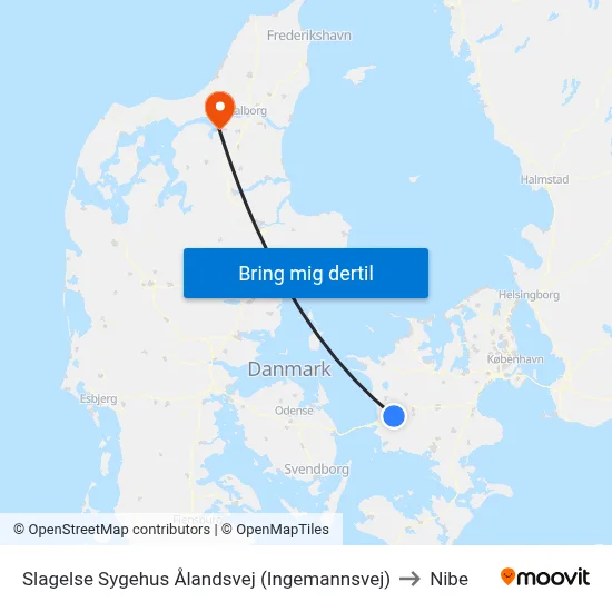 Slagelse Sygehus Ålandsvej (Ingemannsvej) to Nibe map