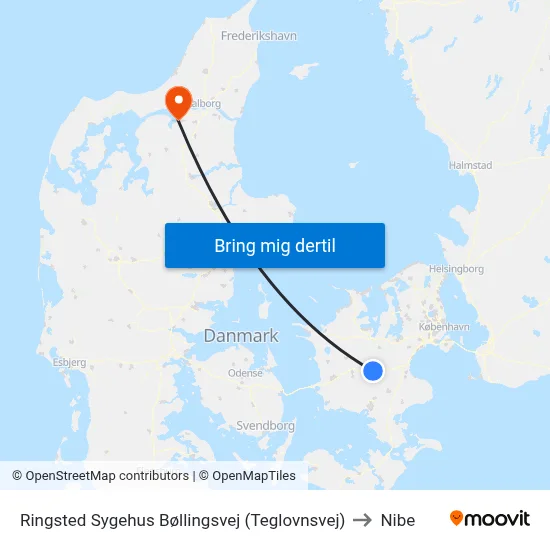 Ringsted Sygehus Bøllingsvej (Teglovnsvej) to Nibe map