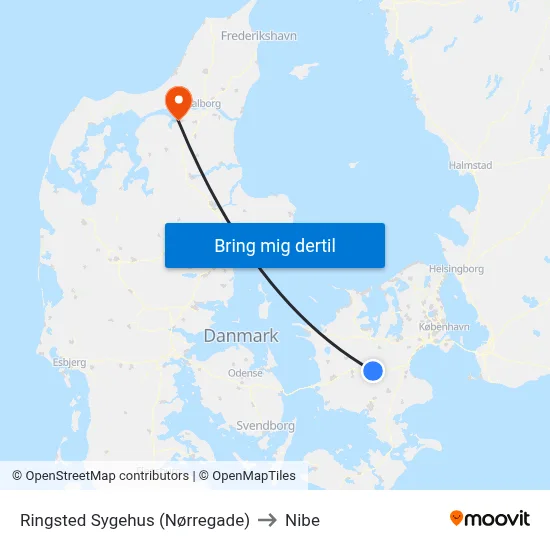 Ringsted Sygehus (Nørregade) to Nibe map