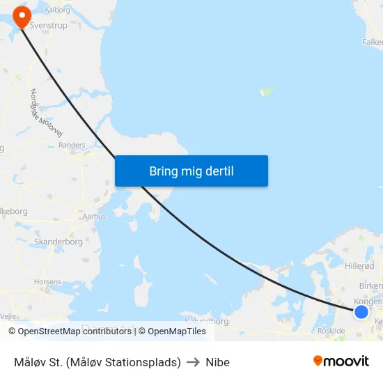 Måløv St. (Måløv Stationsplads) to Nibe map