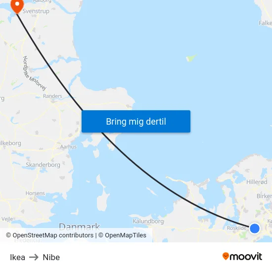 Ikea to Nibe map
