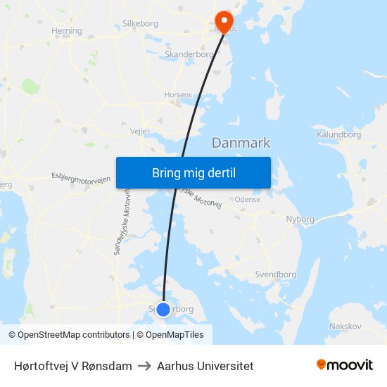 Hørtoftvej V Rønsdam to Aarhus Universitet map