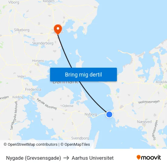 Nygade (Grevsensgade) to Aarhus Universitet map