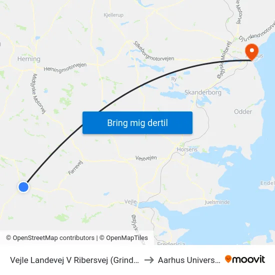 Vejle Landevej V Ribersvej (Grindsted) to Aarhus Universitet map