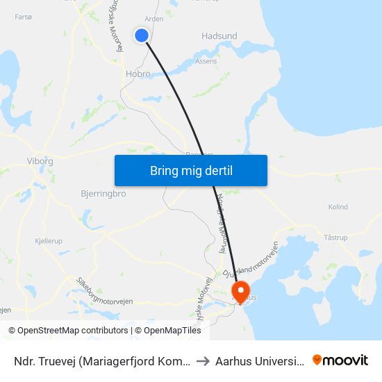 Ndr. Truevej (Mariagerfjord Komm.) to Aarhus Universitet map