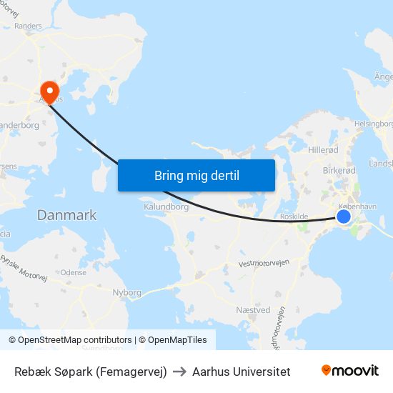 Rebæk Søpark (Femagervej) to Aarhus Universitet map