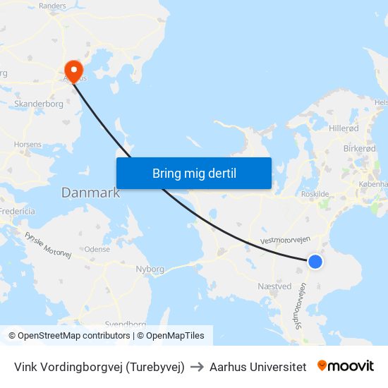 Vink Vordingborgvej (Turebyvej) to Aarhus Universitet map