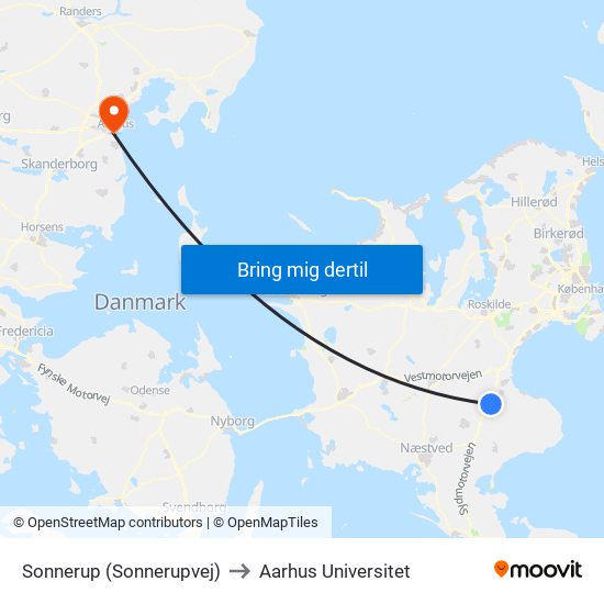 Sonnerup (Sonnerupvej) to Aarhus Universitet map