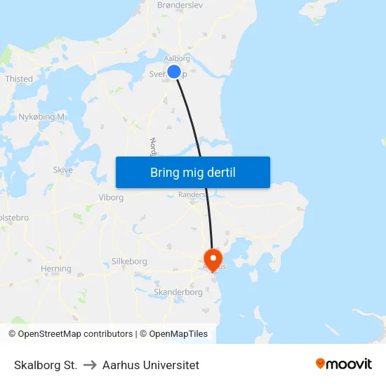 Skalborg St. to Aarhus Universitet map