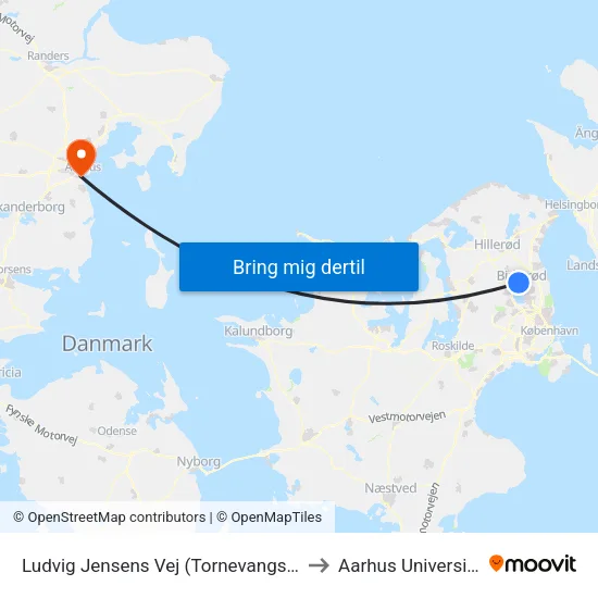 Ludvig Jensens Vej (Tornevangsvej) to Aarhus Universitet map