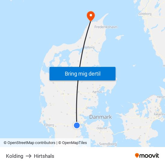 Kolding to Hirtshals map