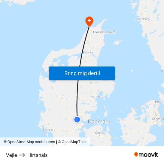 Vejle to Hirtshals map