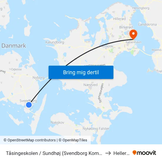 Tåsingeskolen / Sundhøj (Svendborg Kommune) to Hellerup map