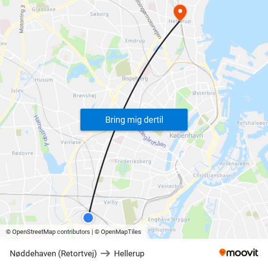 Nøddehaven (Retortvej) to Hellerup map
