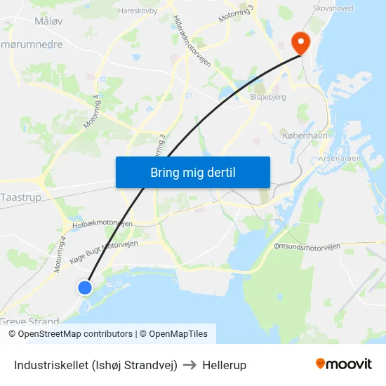 Industriskellet (Ishøj Strandvej) to Hellerup map