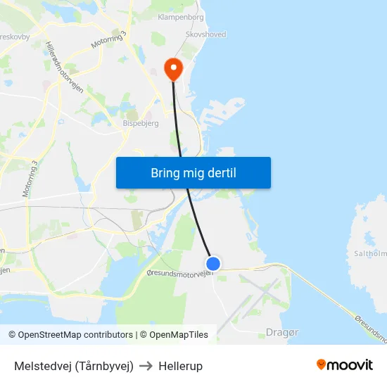 Melstedvej (Tårnbyvej) to Hellerup map