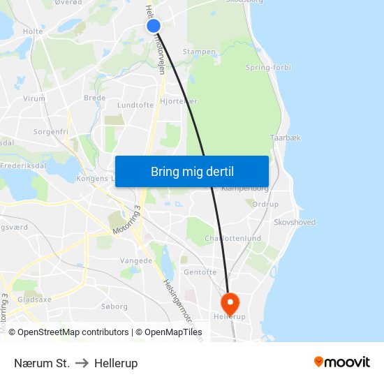 Nærum St. to Hellerup map