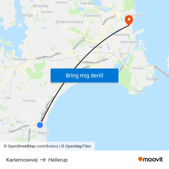 Karlemosevej to Hellerup map
