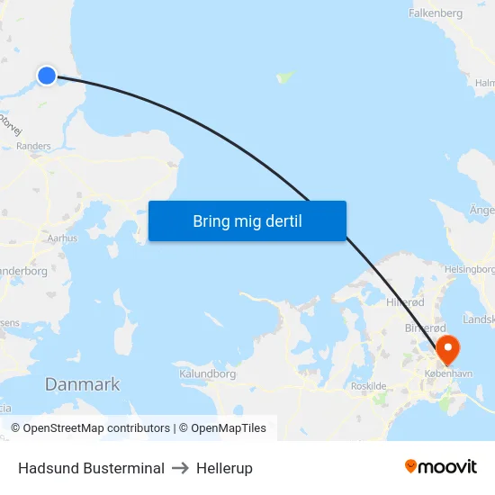 Hadsund Busterminal to Hellerup map