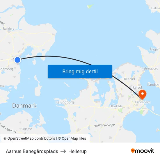 Aarhus Banegårdsplads to Hellerup map