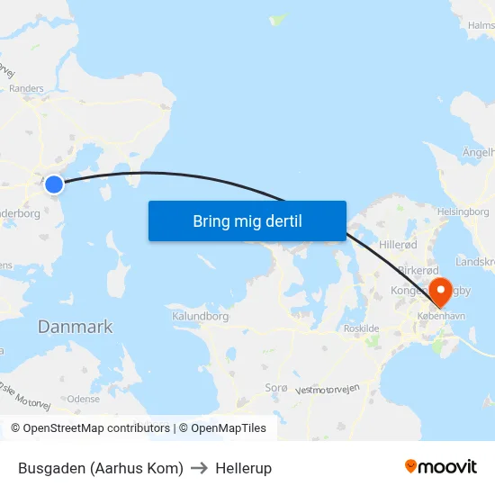 Busgaden (Aarhus Kom) to Hellerup map