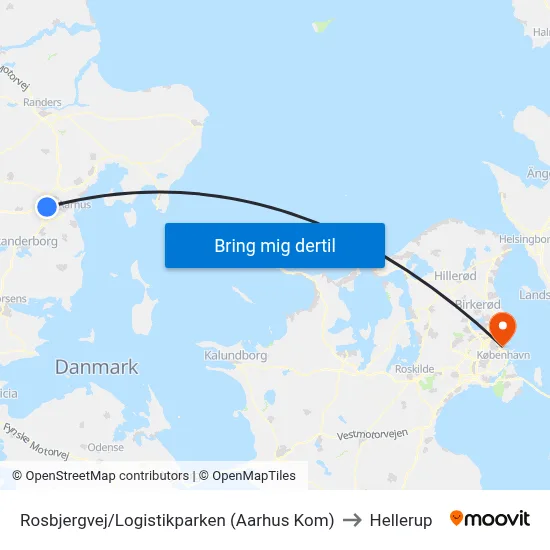 Rosbjergvej/Logistikparken (Aarhus Kom) to Hellerup map