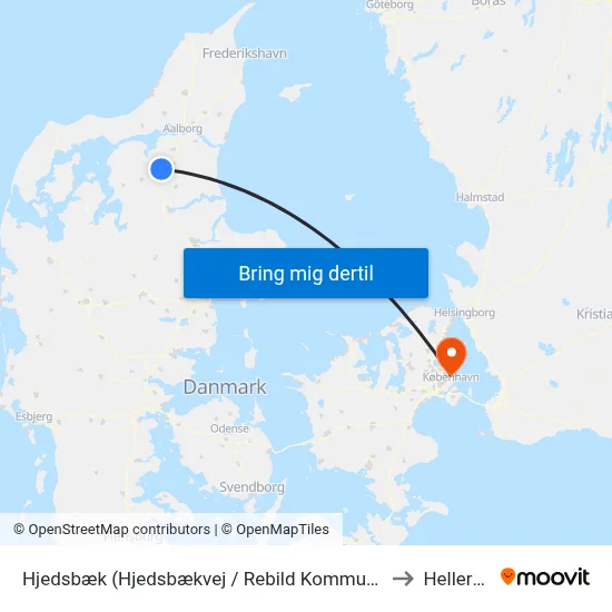 Hjedsbæk (Hjedsbækvej / Rebild Kommune) to Hellerup map