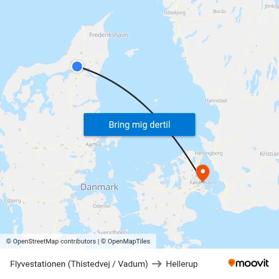 Flyvestationen (Thistedvej / Vadum) to Hellerup map