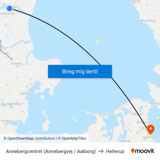 Annebergcentret (Annebergvej / Aalborg) to Hellerup map