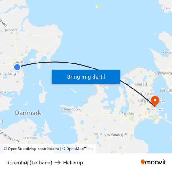 Rosenhøj (Letbane) to Hellerup map