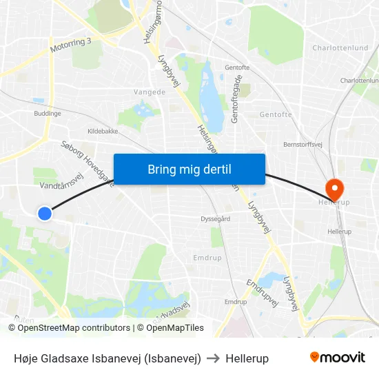 Høje Gladsaxe Isbanevej (Isbanevej) to Hellerup map